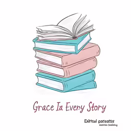 a stack of books with the words grace is every story