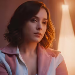 a person standing with a shirt on near a lamp