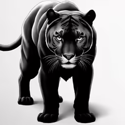 a black and white tiger is standing
