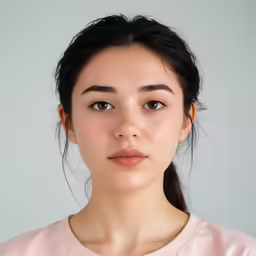 an asian female with very small breast holding a donut in her hand