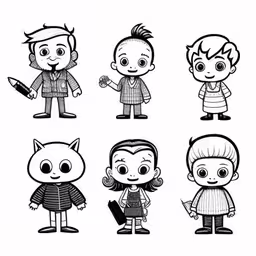 the character set of people for coloring, from the cartoon to the cartoon avatar,an illustration of the different cartoon characters from tv