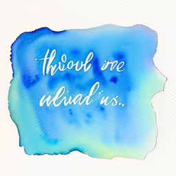 a blue watercolor background with the words thou me, nad us,a quote on watercolor with the words, throw me weird