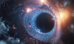 there is an eyeball that looks like it has been drawn in