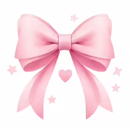 pink bow with hearts on a white background