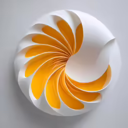 yellow and white object on white surface in a spiral shape