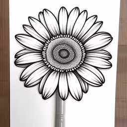 a white paper with a drawing of a white flower on it