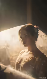 a woman is wearing a long dress while standing
