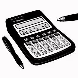 this is a graphic image of a calculator and pen