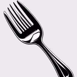 this is a black and white image of a fork