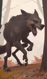 the horse is running in a park with trees