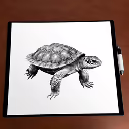 a drawing of a turtle on a paper
