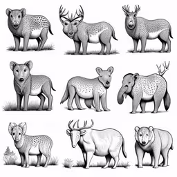 an image of some animals in different positions