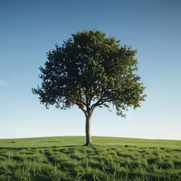 there is a tree that has grown in the field