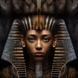 the portrait of queen nefer by a skull
