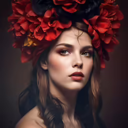 an image of woman with flowers on her head