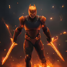 the character in a character creation video game standing in front of fire