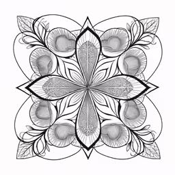 a floral design with apples and leaves on white background