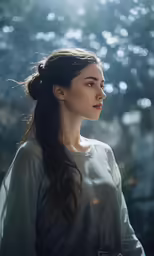 a woman with long hair and a braid