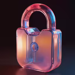 a glass padlock is placed on a table