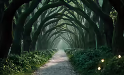 there is a trail that can be seen in the forest