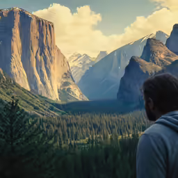 a woman looking at the mountains in front of her