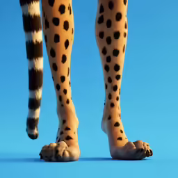 there are only two legs, one wearing a large leopard print over the toes