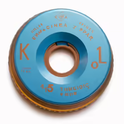 a reel of tape on a white surface