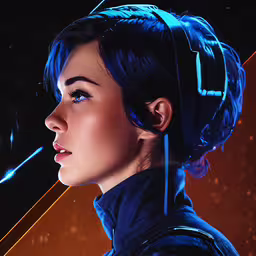 a portrait of a woman with headphones on,a woman with an ear muffs looking off into space