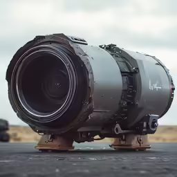 a large industrial turbine is positioned on one side to move on its hind wheels