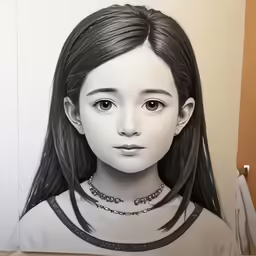 a painting of a girl with big eyes