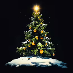 a christmas tree that is in the snow