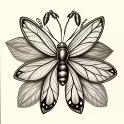 an art print of a large butterfly with two wings,the butterfly is black and white on the paper