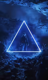 a person is standing in the middle of a triangle
