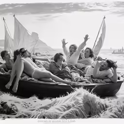 a group of people on boats in the water