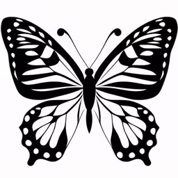 a large butterfly in black and white on a white background,a black and white butterfly with an outstretched wing