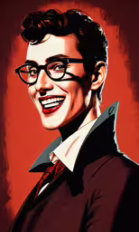 a cartoon drawing of a woman wearing glasses,a drawing of a man with glasses wearing a suit