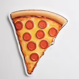a piece of pizza with pepperoni slices cut out of it