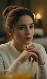 a young woman staring at something in the distance