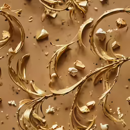 gold leaf shapes on a sand background