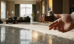 a person with their hand pointing down at something