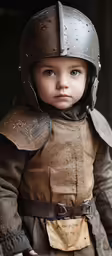 a little boy wearing a helmet and sitting