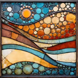 a close up of artwork made out of rocks