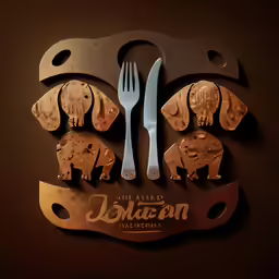 a stainless steel wall mounted sign with elephants eating at a knife and fork