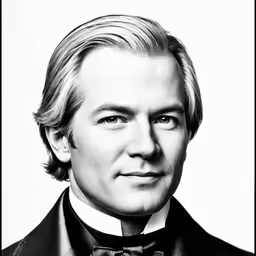 a black and white photo of a man wearing a tuxedo