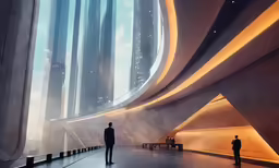 a man stands near a wall and looks at the building