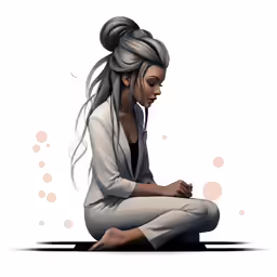 a woman sitting in the middle of the floor
