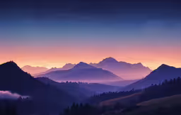 the sun is setting over the mountains above the valley