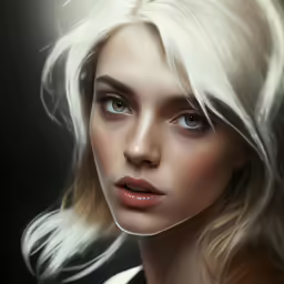 an image of a woman with white hair
