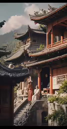 some people are standing in front of some tall buildings