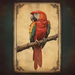 a red parrot sitting on top of a branch